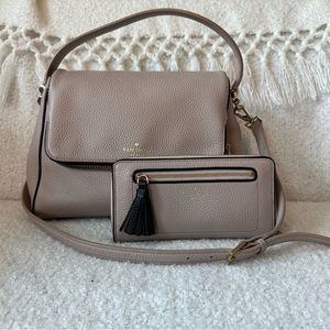 Kate Spade Miri Chester Street Crossbody Satchel & Wallet in Almondine Black